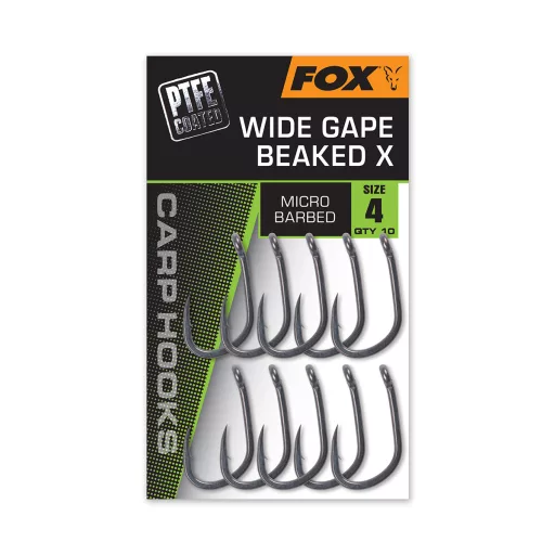 Fox Wide Gape Straight 6-os bojlis szakállas horog 10 db/csomag