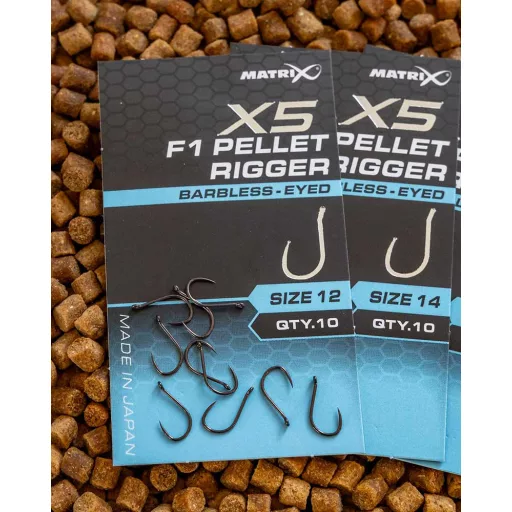 Matrix X5 F1 Pellet Rigger 16-os füles szakáll nélküli horog