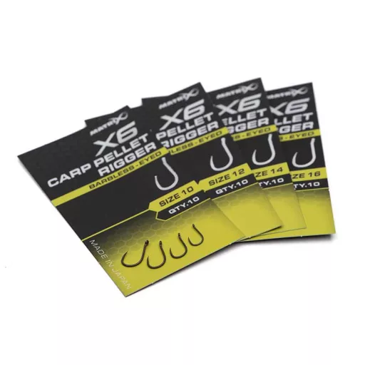 Matrix X6 Carp Pellet Rigger 16-os füles szakáll nélküli horog