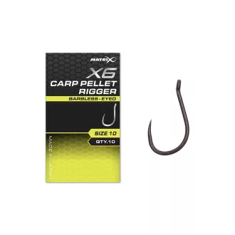   Matrix X6 Carp Pellet Rigger 12-es füles szakáll nélküli horog