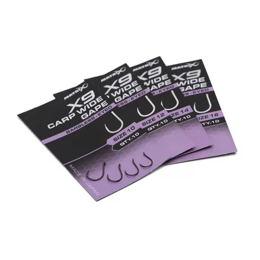 Matrix X9 Carp Wide Gape 14-es füles szakáll nélküli horog