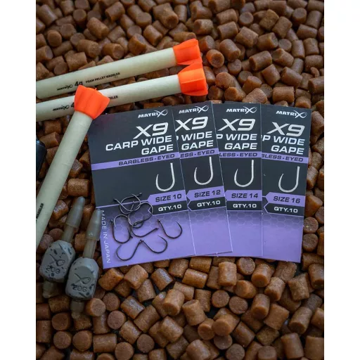 Matrix X9 Carp Wide Gape 14-es füles szakáll nélküli horog