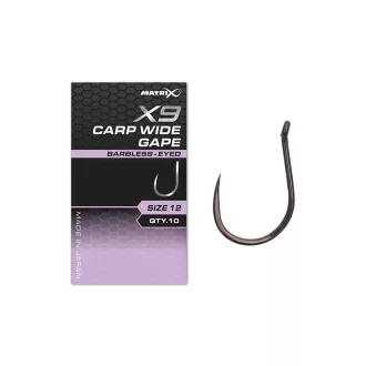   Matrix X9 Carp Wide Gape 12-es füles szakáll nélküli horog