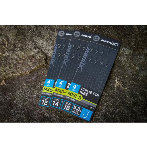 Matrix MXC-3 0,165 mm 4" 10 cm Boilie Pin 16-os szakáll nélküli előkötött horog 8 db/csomag