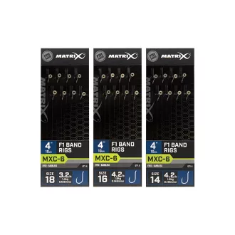   Matrix MXC-6 0,145 mm 4" 10 cm F1 Band 16-os szakáll nélküli előkötött horog 8 db/csomag