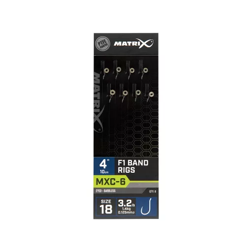 Matrix MXC-6 0,145 mm 4" 10 cm F1 Band 16-os szakáll nélküli előkötött horog 8 db/csomag