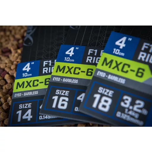 Matrix MXC-6 0,145 mm 4" 10 cm F1 Band 16-os szakáll nélküli előkötött horog 8 db/csomag