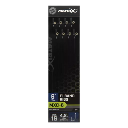 MXC-6  Size 14 Barbless / 0.145mm / 6 (15cm) F1 Band - 8pcs