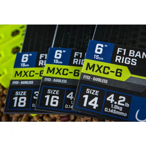MXC-6  Size 14 Barbless / 0.145mm / 6 (15cm) F1 Band - 8pcs