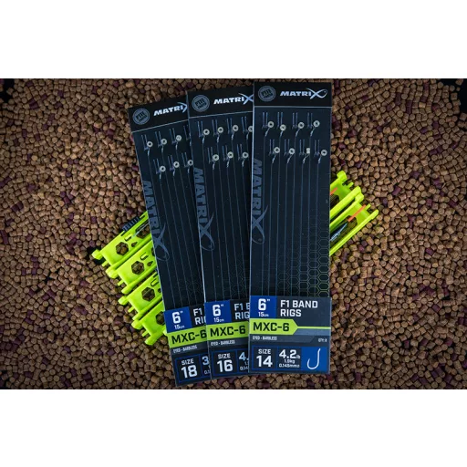 MXC-6  Size 14 Barbless / 0.145mm / 6 (15cm) F1 Band - 8pcs