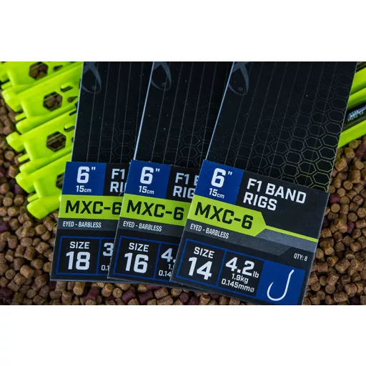 MXC-6  Size 14 Barbless / 0.145mm / 6 (15cm) F1 Band - 8pcs