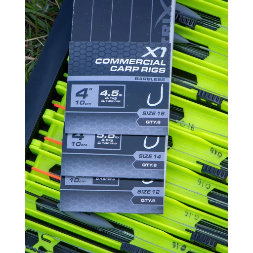 Matrix X1 Commercial Carp 14-es 0,16 mm 10 cm előkötött horog