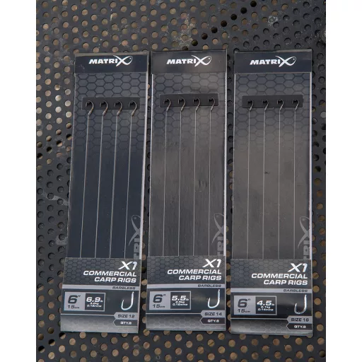 Matrix X1 Commercial Carp 14-es 0,16 mm 15 cm előkötött horog
