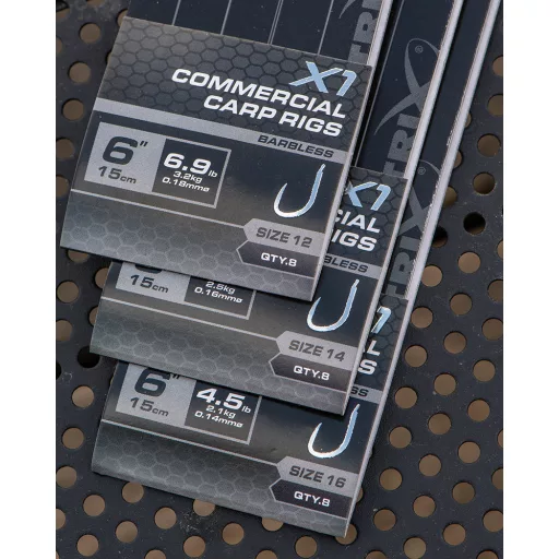 Matrix X1 Commercial Carp 14-es 0,16 mm 15 cm előkötött horog