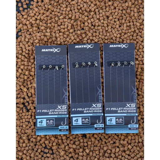 Matrix X5 F1 Pellet Rigger 18-as 0,12 mm 10 cm csaligyűrűs előkötött horog