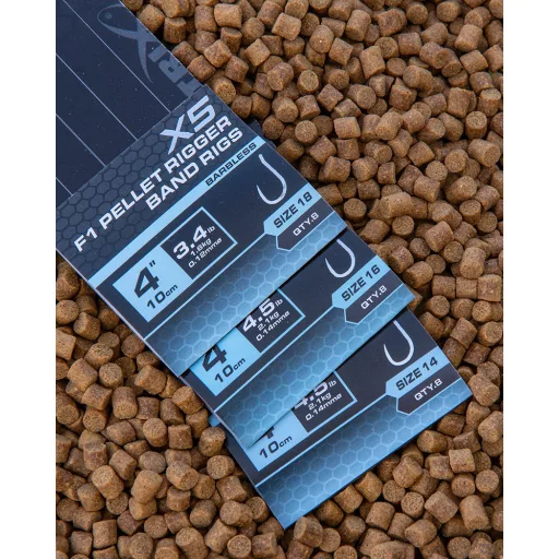 Matrix X5 F1 Pellet Rigger 16-os 0,14 mm 10 cm csaligyűrűs előkötött horog