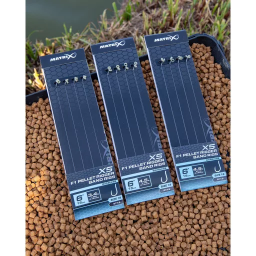 Matrix X5 F1 Pellet Rigger 18-as 0,12 mm 15 cm csaligyűrűs előkötött horog