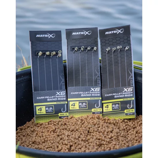 Matrix X6 Carp Pellet Rigger 12-es 0,18 mm 10 cm csaligyűrűs előkötött horog