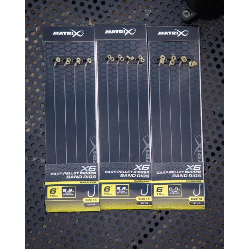 Matrix X6 Carp Pellet Rigger 16-os 0,16 mm 15 cm csaligyűrűs előkötött horog