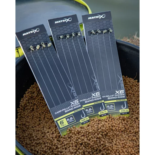 Matrix X6 Carp Pellet Rigger 14-es 0,18 mm 15 cm csaligyűrűs előkötött horog