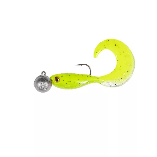 Fox Rage Micro Grub Mixed Colour Loaded Lure Pack vegyes UV: Nightmare, Chartreuse Ayu, Lemon Tiger, Hot Olive 3 g-os jigfejjel 4 db/csomag twister