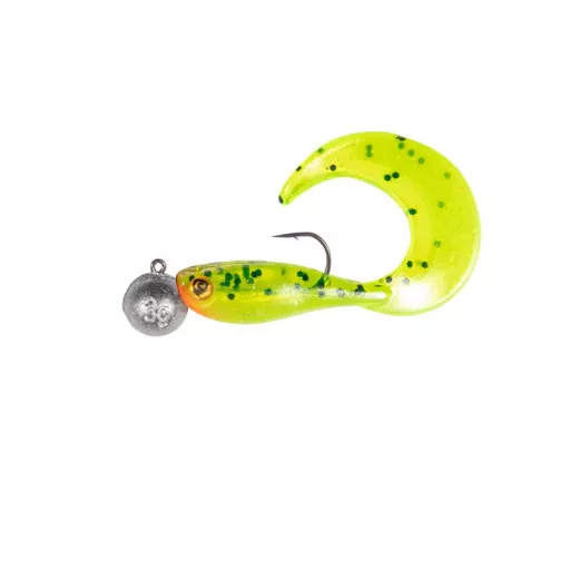 Fox Rage Micro Grub Mixed Colour Loaded Lure Pack vegyes UV: Nightmare, Chartreuse Ayu, Lemon Tiger, Hot Olive 3 g-os jigfejjel 4 db/csomag twister