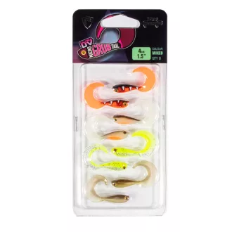   Fox Rage Micro Grub Mixed Colour Lure Pack UV Micro gb RW HO CA W 4 cm 8 db/csomag twister