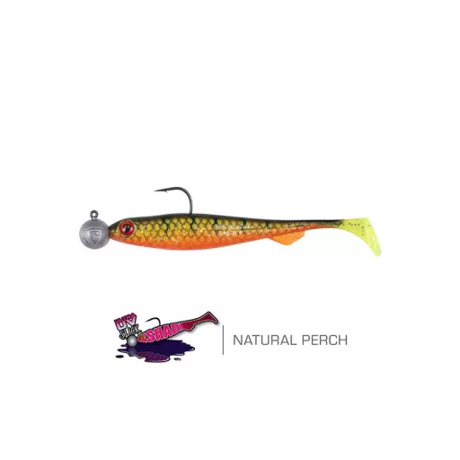 Fox Rage Loaded Slick Shad UV natúr sügér 13 cm 15 g-os jigfejjel 1 db gumihal