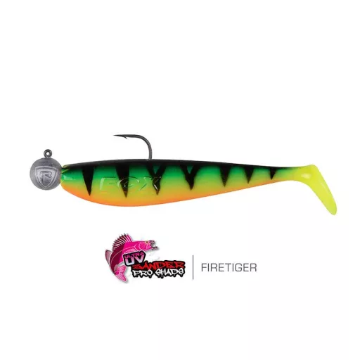 Fox Rage Loaded Zander Pro Shad UV Lemon Tiger 12 cm 15 g-os jigfejjel 1 db gumihal
