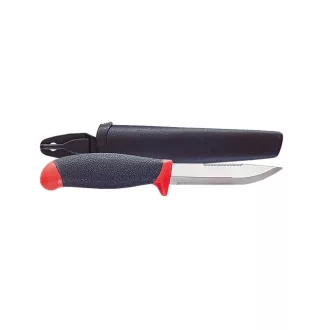 Jaxon 22 cm fekete–piros fogazott pengehátú horgászkés