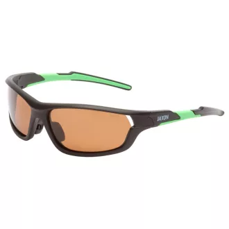   Jaxon fekete–zöld karcsú ívelt szárú teljes keretes borostyán lencsés 0,74 mm polarizált napszemüveg