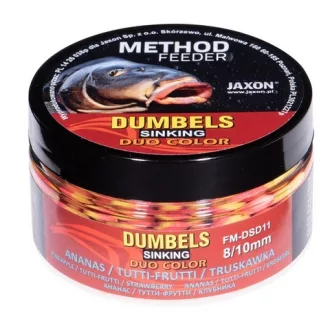   Jaxon Dumbels Duo Color Sinking Method Feeder Pineapple Tutti-frutti Strawberry (ananász-tutti-frutti-eper) 8/10 mm 50 g wafter csali