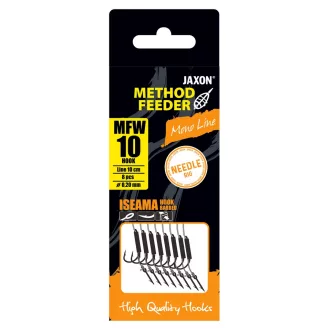   Jaxon Method Feeder Iseama 8-as 0,22 mm 10 cm monofil csalitüskés szakállas előkötött horog 8 db/csomag