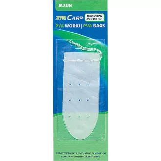   Jaxon PVA bullet string and holes 55 × 140 mm lövedék alakú PVA tasak lyukakkal PVA tasak