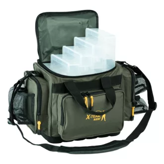   Jaxon fishing team + 5 dobozzal pergetőtáska 47 × 27 × 30 cm
