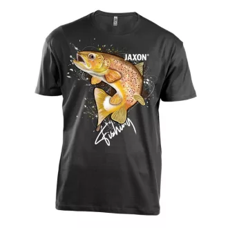 Jaxon Nature pisztrángmintás pamut fekete 2XL póló