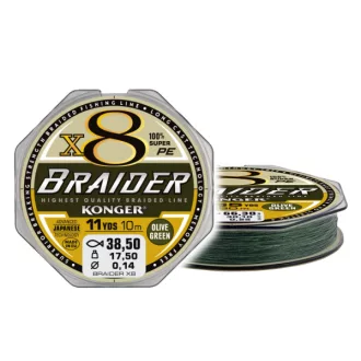   Konger Braider X8 0,06 mm 10 m olívazöld fonott előkezsinór
