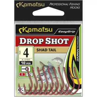 Kamatsu drop shot shad tail piros 2-es ragadozóhalas horog