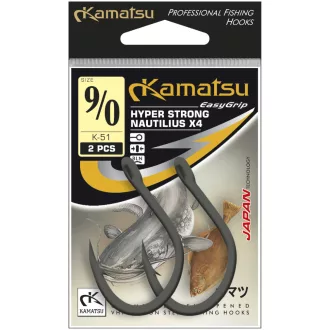   Kamatsu hyper erősített nautilius x4 fekete nikkel 11/0-s harcsázó horog