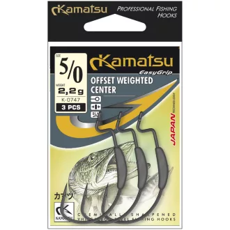   Kamatsu offset weighted center fekete nikkel 1 g 3/0-s offset horog