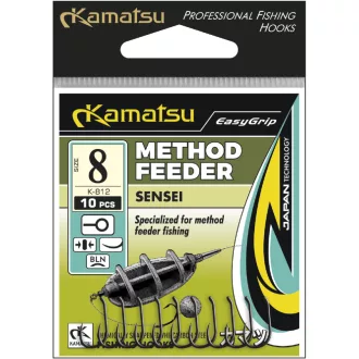   Kamatsu method feeder sensei fekete nikkel 12-es füles szakállas horog