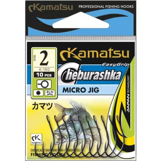 Kamatsu micro jig fekete nikkel 6-os ragadozóhalas horog
