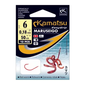 Kamatsu 50 cm piros worm maruseigo 8-as előkötött horog