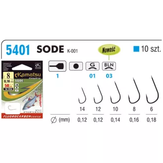 Kamatsu fc 50 cm roach sode 12-es előkötött horog
