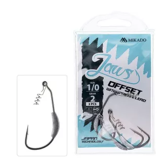   Mikado Jaws Offset 3/0-s 3 g csavarral és ólommal szerelt szakállas offset horog