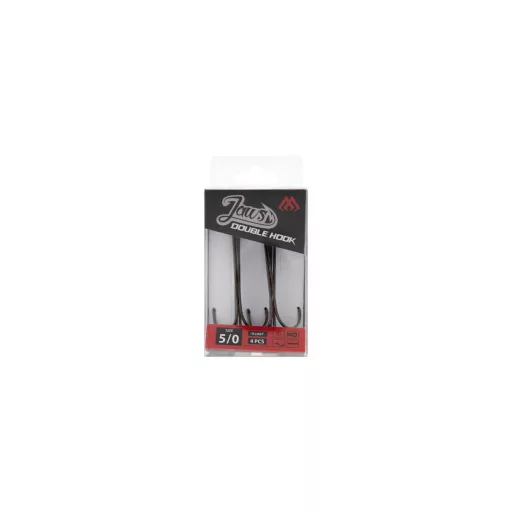 Mikado Jaws Double 3/0-s szakállas kettes horog 5 db/csomag