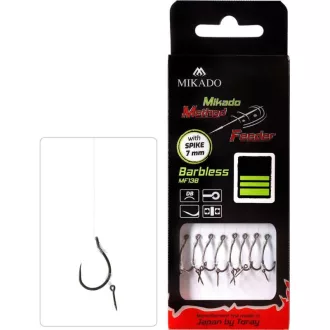   Mikado Method Feeder MF13 6-os 0,25 mm 10 cm monofil csalitüskés szakáll nélküli előkötött horog 8 db/csomag