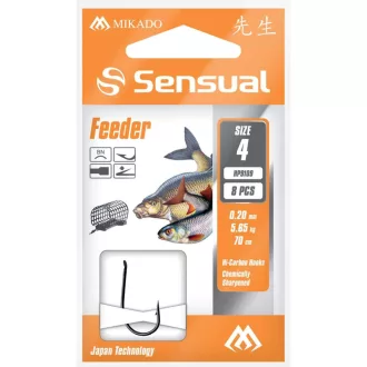   Mikado Sensual Feeder 9109 6-os 0,18 mm 70 cm szakállas előkötött horog 8 db/csomag