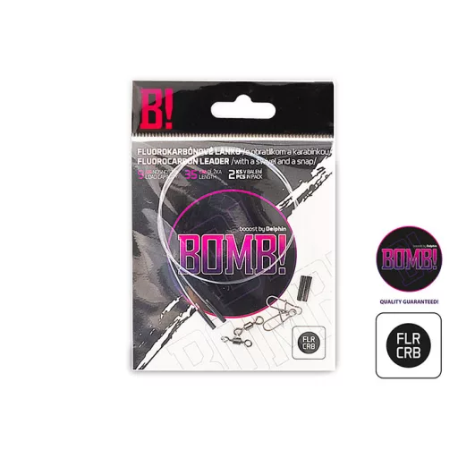 Delphin Fluorokarbon Bomb! forgóval és kapoccsal 20 cm 7 kg ragadozóhalas előke 2 db/csomag