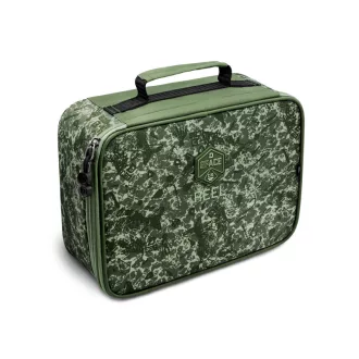   Delphin Reel Space C2 g párnázott terepszínű (zöld) orsótartó táska 33 × 25 × 12 cm
